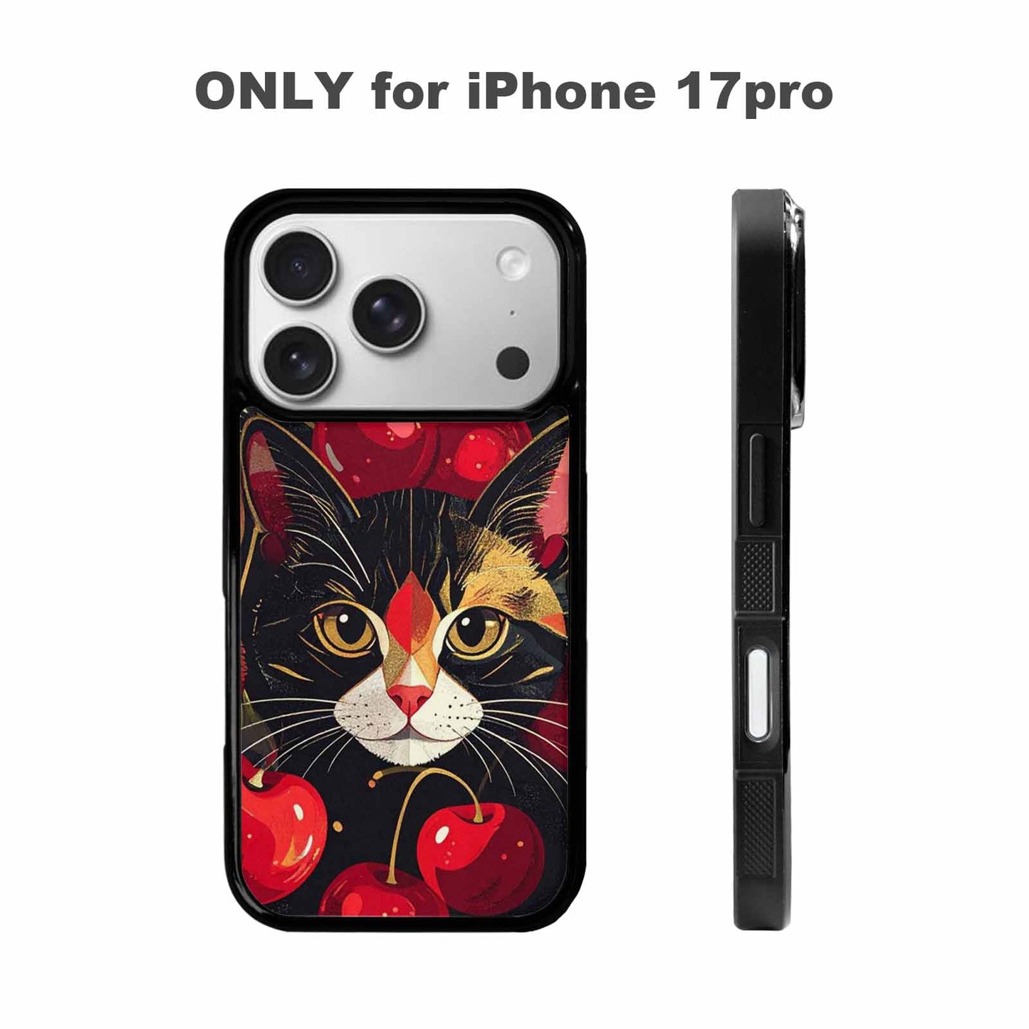 iPhone 17 Pro Case — Retro Cherry Cat Face Retro Vintage, Custom Art Phone Cover