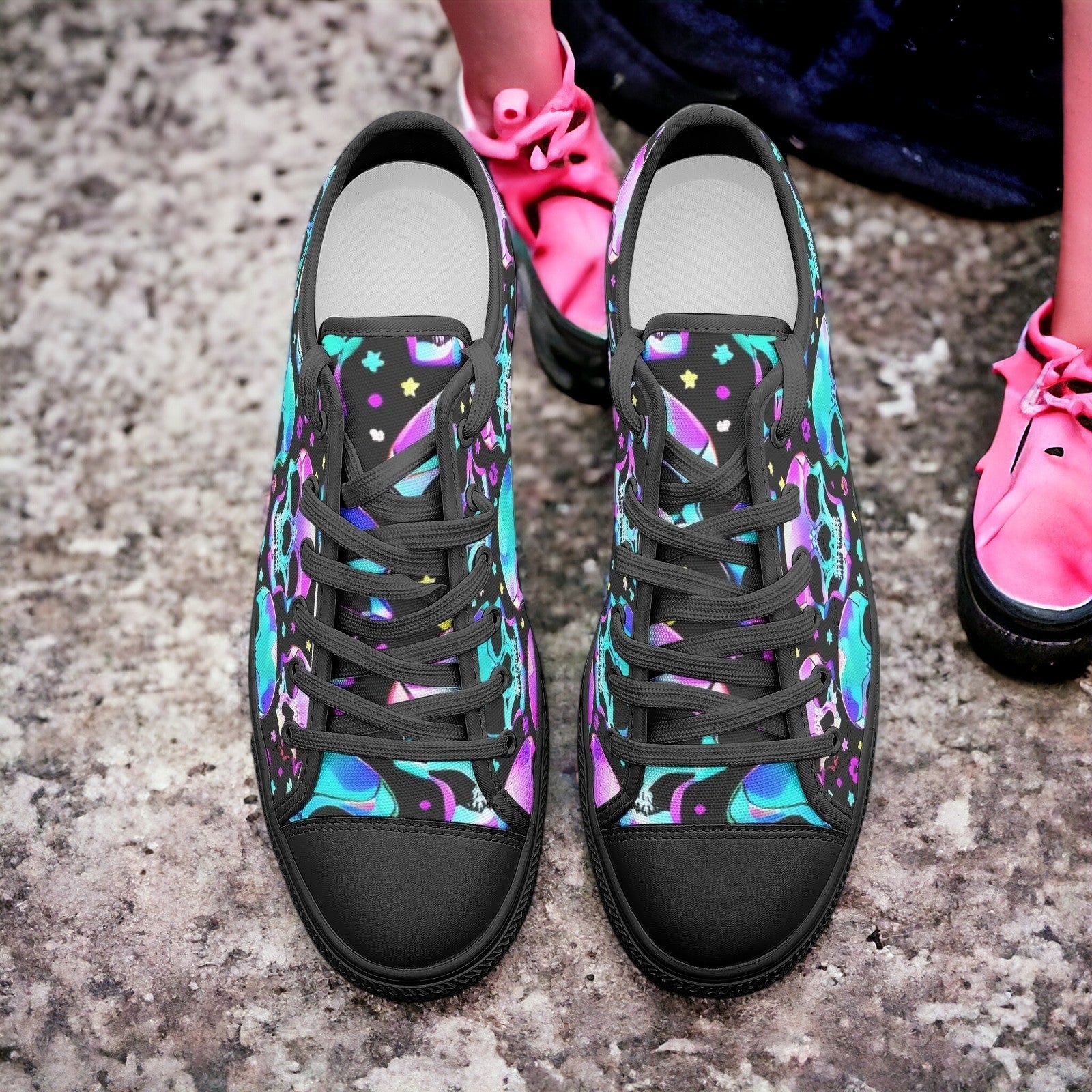 Holographic Orange Black Custom Bold Art - Freaky Shoes | Custom Art Sneakers