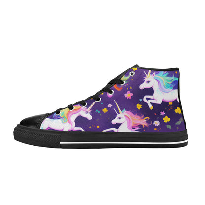 WOMEN'S Unicorns Please 3 High Top Canvas Neon Fantasy Shoes