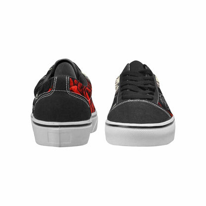 WOMEN'S Skulls Roses Fine Line Canvas Lace-Up Vibrant Chaos Custom Shoes