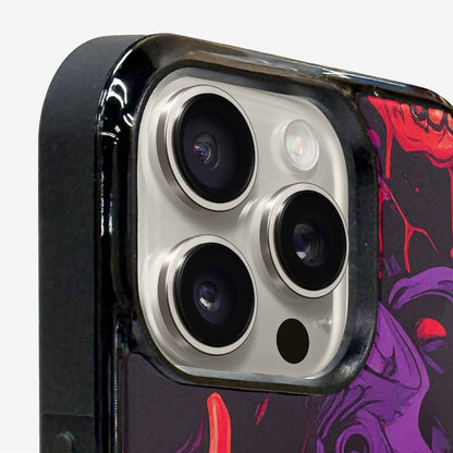 iPhone 15 Pro Max Case — Red Purple Skeletons Neon Drip Melting, Custom Art Phone Cover