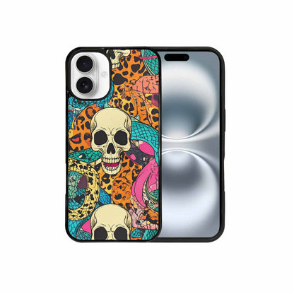 iPhone 16 Plus Case — Snake Print Skull Custom, Original Design Phone Case