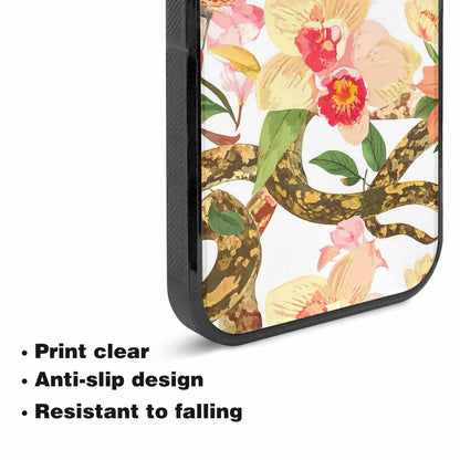 iPhone 15 Plus Case — Floral Snake Print, Custom Designed Case Cover