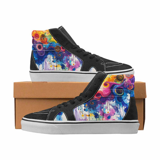 WOMEN'S Tie Dye Black & Blue Ink High Top Canvas One Of A Kind Dreamcore Sneakers