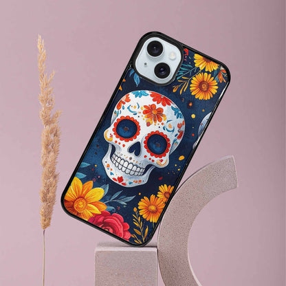 iPhone 15 Plus Case — Sunflower Skulls Print Custom, Customized Protective Case