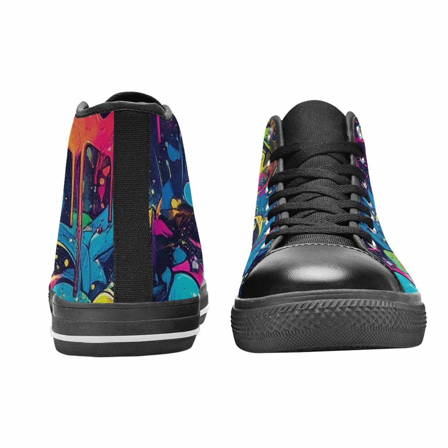 MEN'S Paint Splatter High Top Canvas Cottagecore Custom Shoes