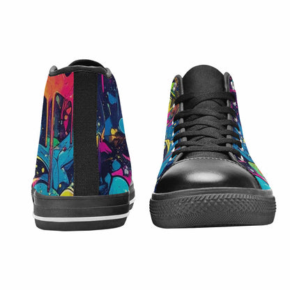 MEN'S Paint Splatter High Top Canvas Cottagecore Custom Shoes