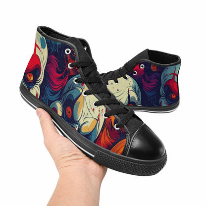 MEN'S Evil Clown Cartoon High Top Canvas Wallpaper Art Custom Sneakers