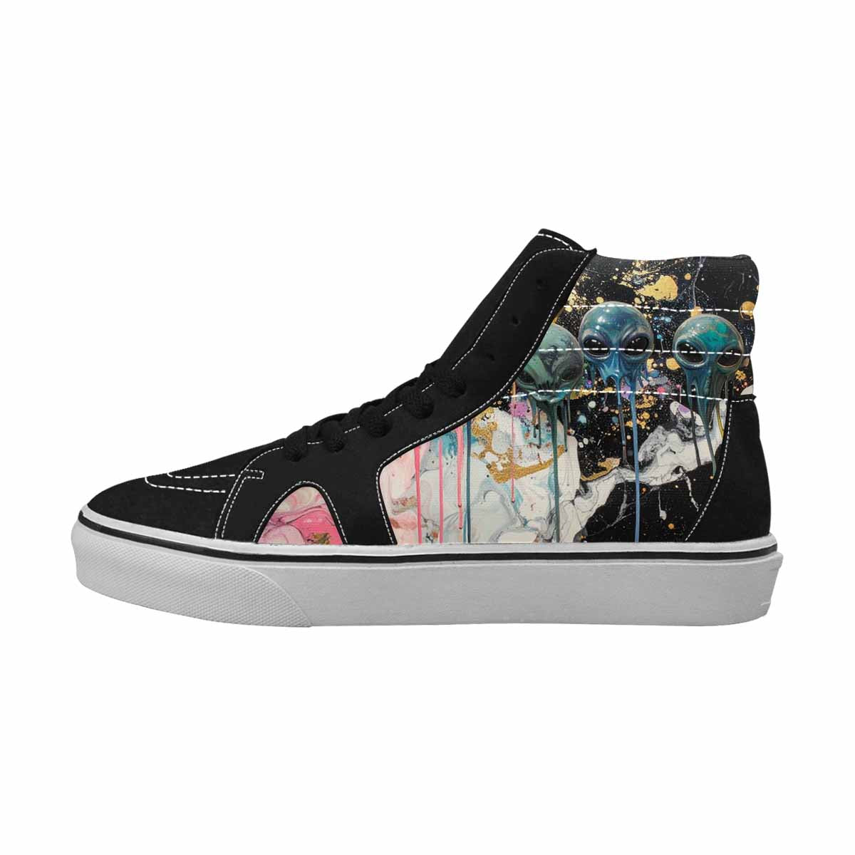 MEN'S Aliens  Marble Melting High Top Canvas Surreal Custom Shoes