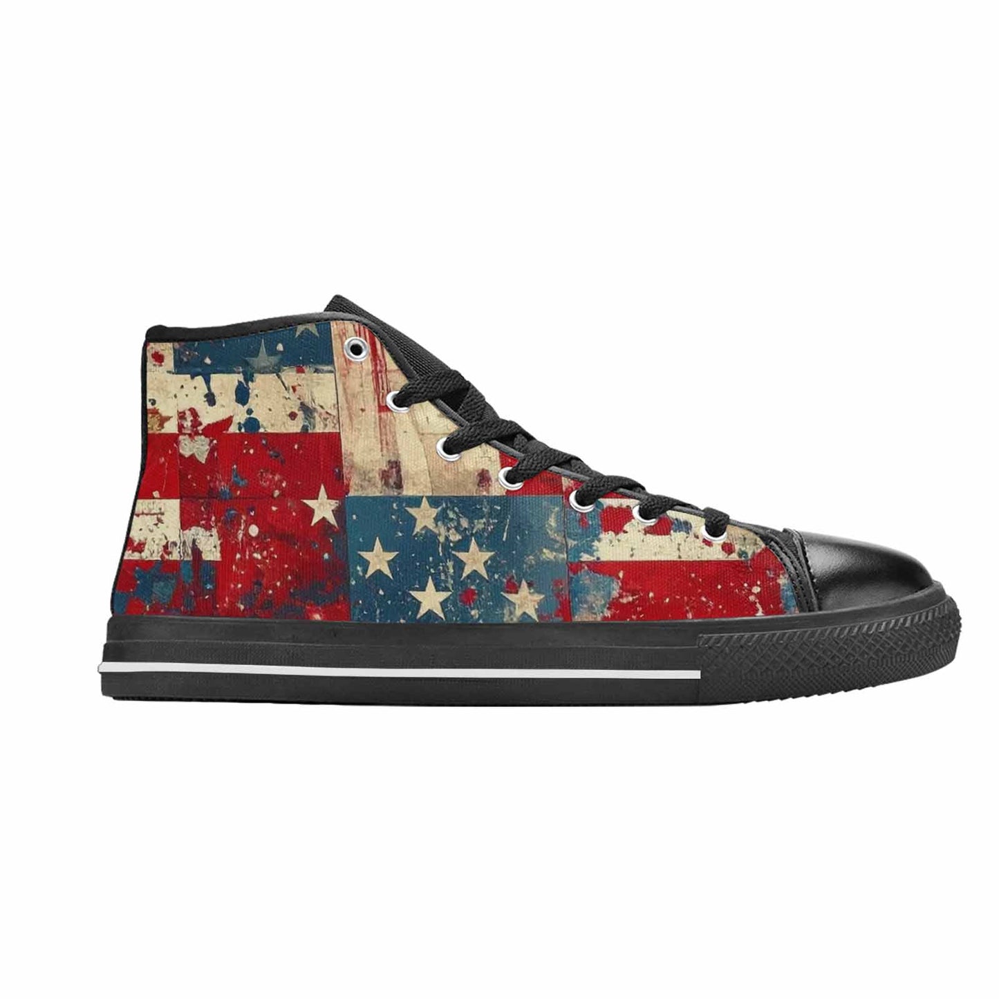 MEN'S American Flag Stars High Top Canvas Neon Fantasy Custom Sneakers