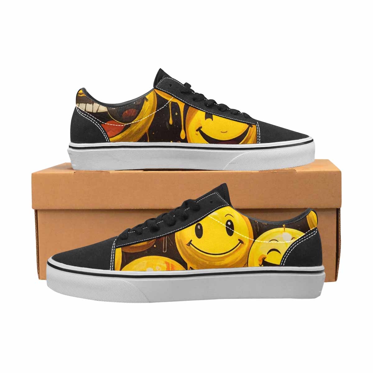 WOMEN'S Melting Moon Smiley  Lace-Up Canvas Neon Fantasy Shoes
