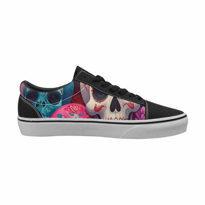 WOMEN'S Sugar Skulls Melting Sugar Lace-Up Canvas Wallpaper Art Custom Sneakers