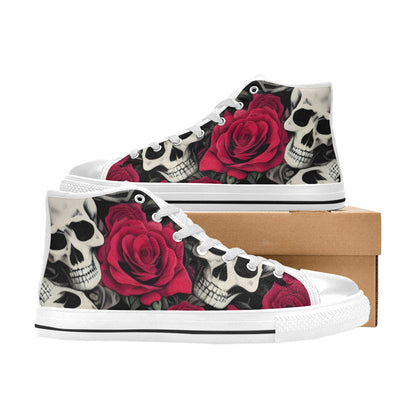 MEN'S Cc Skulls Roses 2 High Top Canvas Aesthetic Custom Shoes