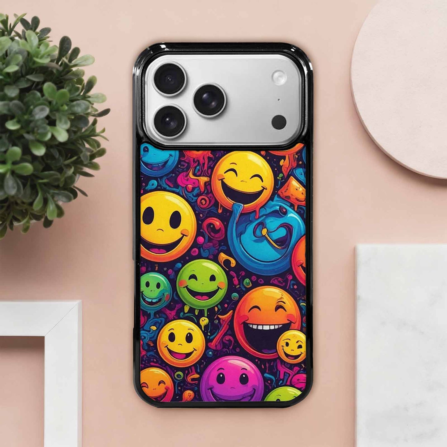 iPhone 17 Pro Max Case — Small Yellow Smiley Face Original Art, Personalized Phone Case