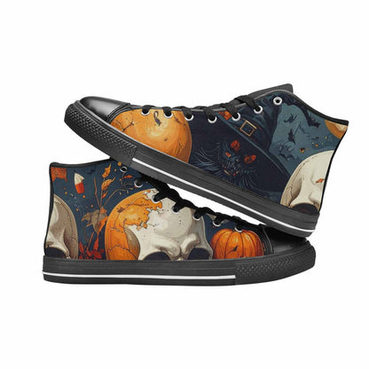 WOMEN'S Halloween Skulls Pumpkins High Top Canvas Dreamcore Custom Shoes