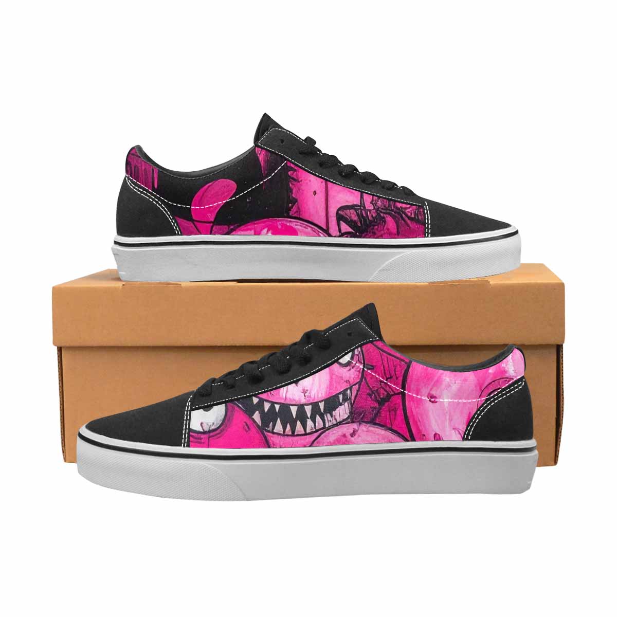 WOMEN'S Monsters (general) Lace-Up Canvas Melting Art Custom Sneakers