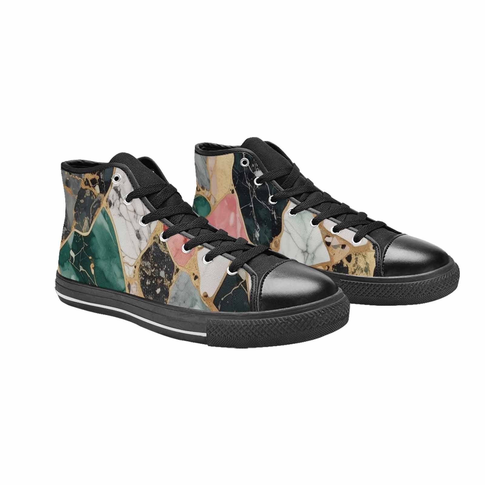WOMEN'S Marble Stone Texture High Top Canvas Vivid Custom Shoes