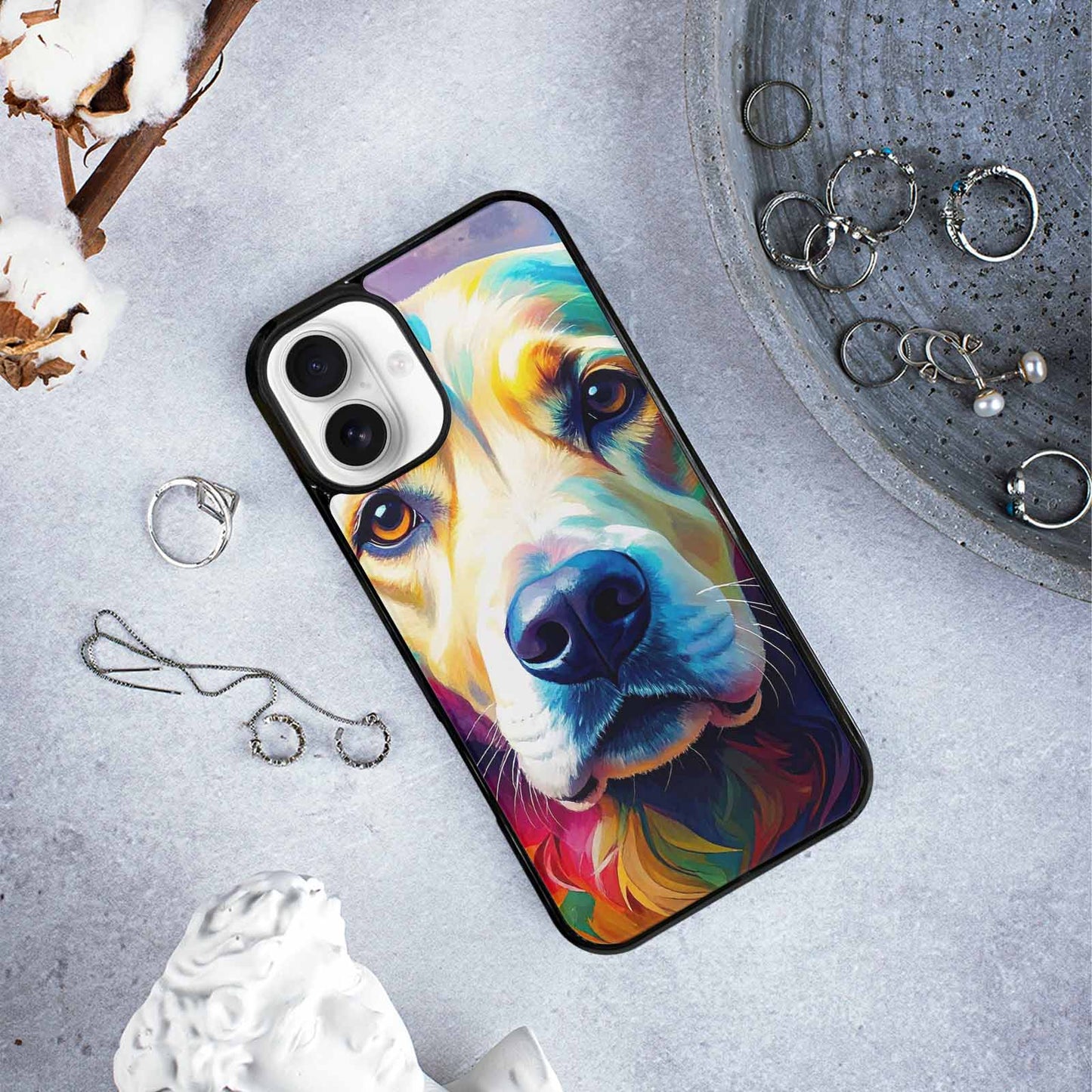 iPhone 16 Plus Case — Golden Retriever Watercolor Art Pattern, Custom Art Phone Cover