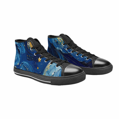 WOMEN'S Starry Night Galaxy High Top Canvas Vibrant Chaos Shoes