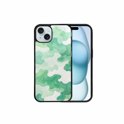 iPhone 15 Plus Case — Camo Mint Green White, Custom Art Phone Cover