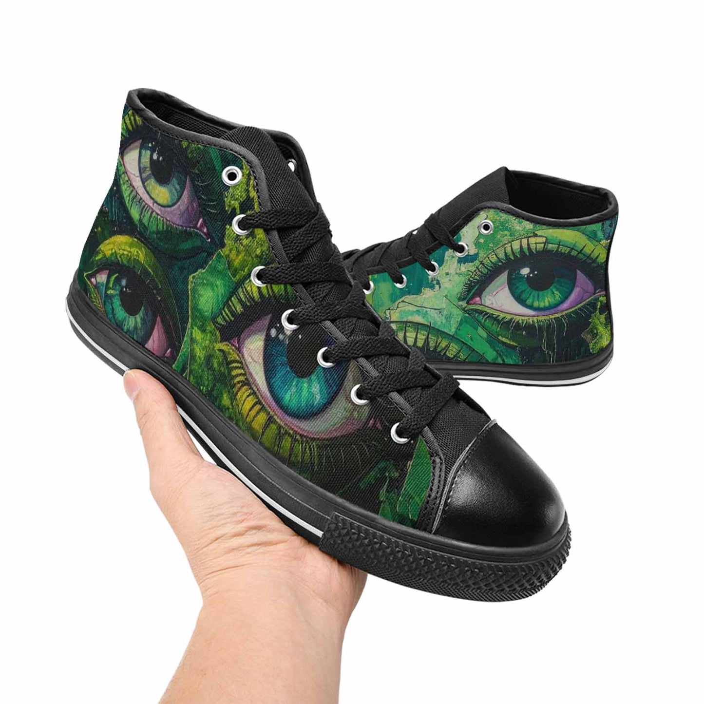 WOMEN'S Reptile Eye Cartoon High Top Canvas Neon Fantasy Sneakers