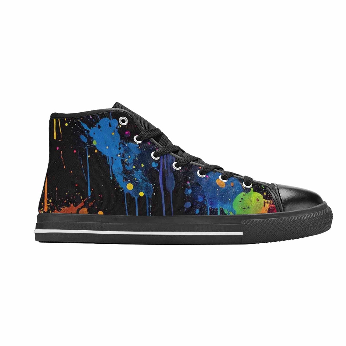 MEN'S Paint Splatter High Top Canvas Vibrant Chaos Custom Shoes