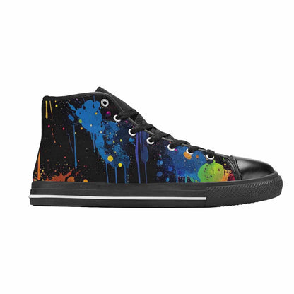 MEN'S Paint Splatter High Top Canvas Vibrant Chaos Custom Shoes
