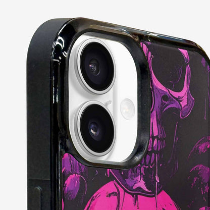 iPhone 16 Case — Pink Purple Skeletons Neon Drip Melting, Custom Printed Phone Case