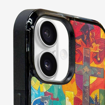 iPhone 16 Case — Faith Cross And Faith Icons Pattern, Custom Designed Case Cover