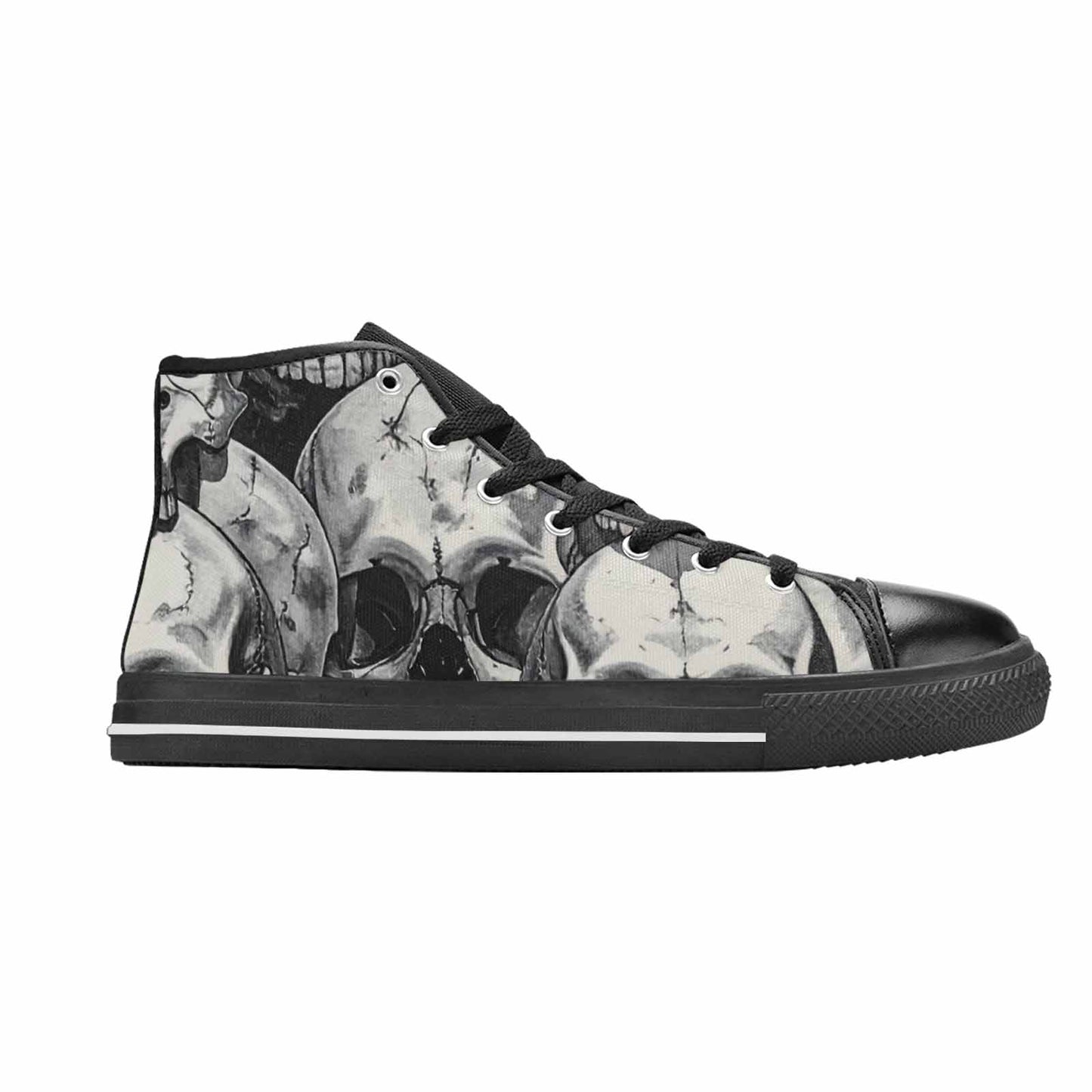 WOMEN'S Tessellated Human Skulls High Top Canvas Surreal Custom Shoes