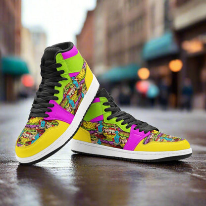 Dragon Orange Black Vivid Bold Art - Freaky Shoes