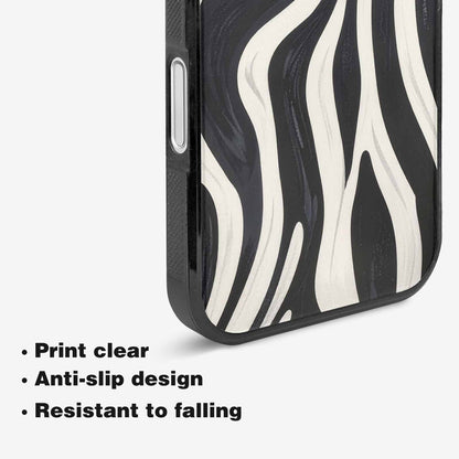 iPhone 16 Case — Modern Zebra Stripe Print Crisp Black, Custom Printed Phone Case