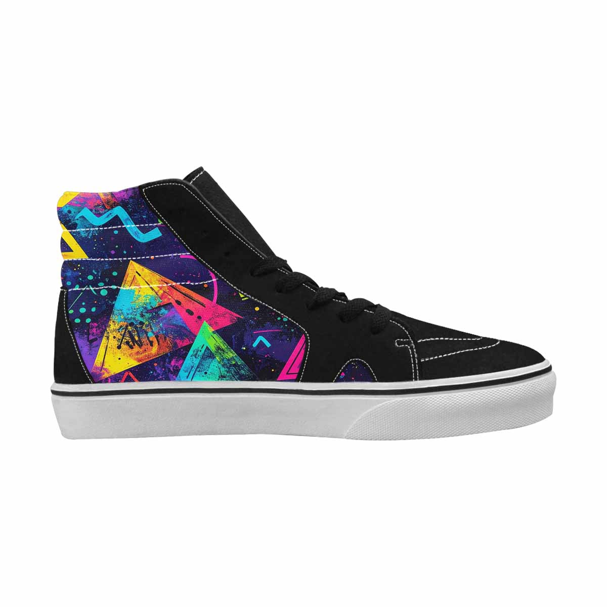 MEN'S Memphis Squiggles Triangles Dots High Top Canvas Dark Academia Custom Sneakers