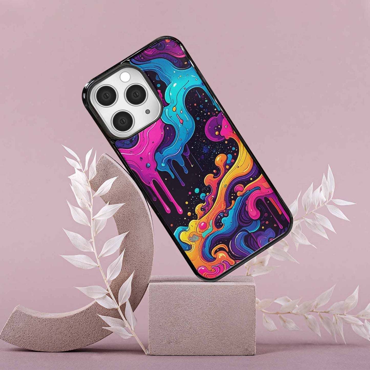 iPhone 15 Pro Max Case — Neon Drip Galaxy Custom, Personalized Phone Case