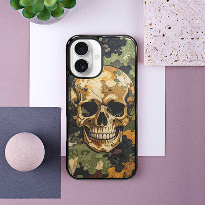 iPhone 16 Case — Military Camo Texture Combined With Distressed, Custom Print Case Cover