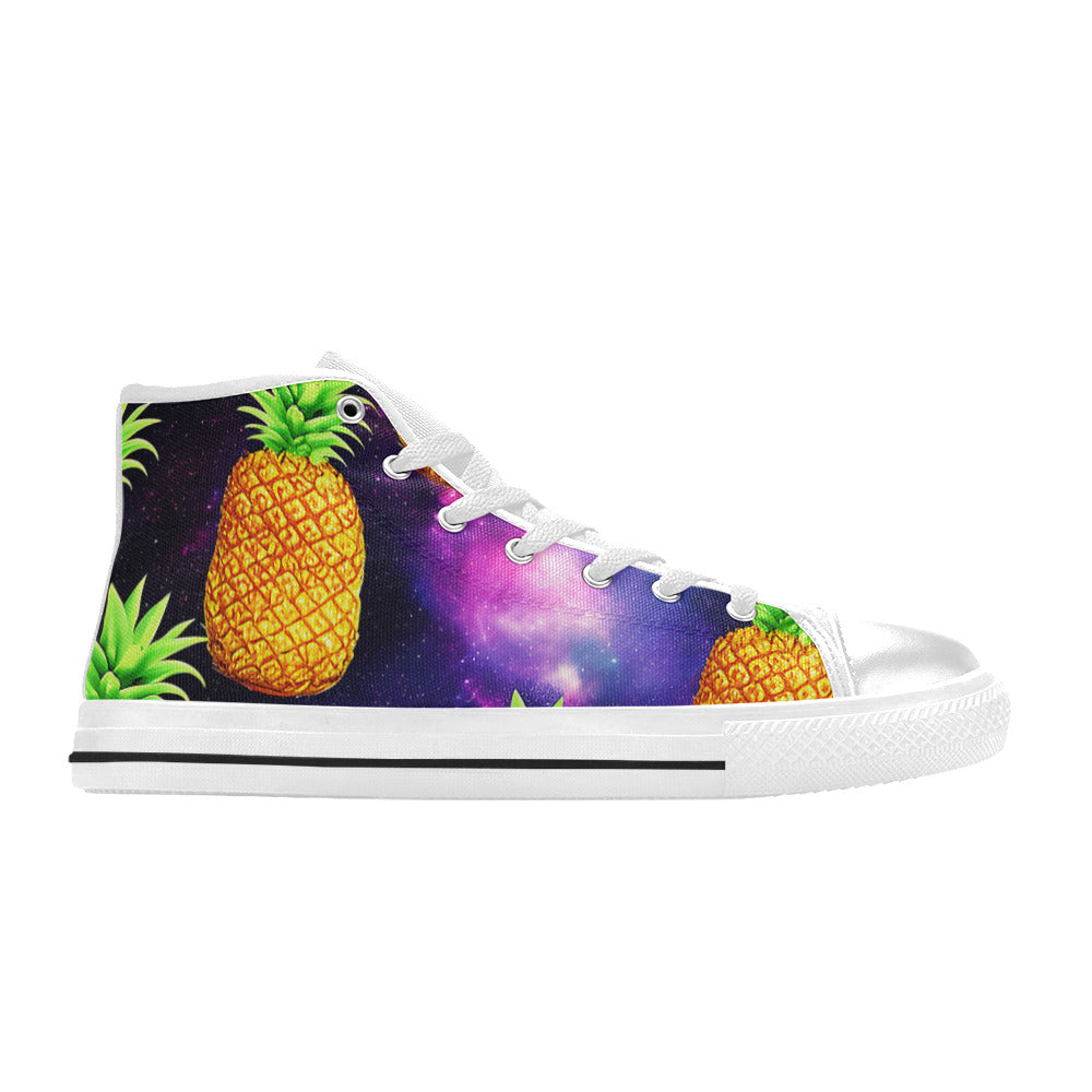 MEN'S Galaxy Pineapples Men’S High Top Canvas Wallpaper Art Custom Sneakers