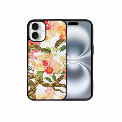 iPhone 16 Plus Case — Floral Snake Print, Custom Made Phone Cover