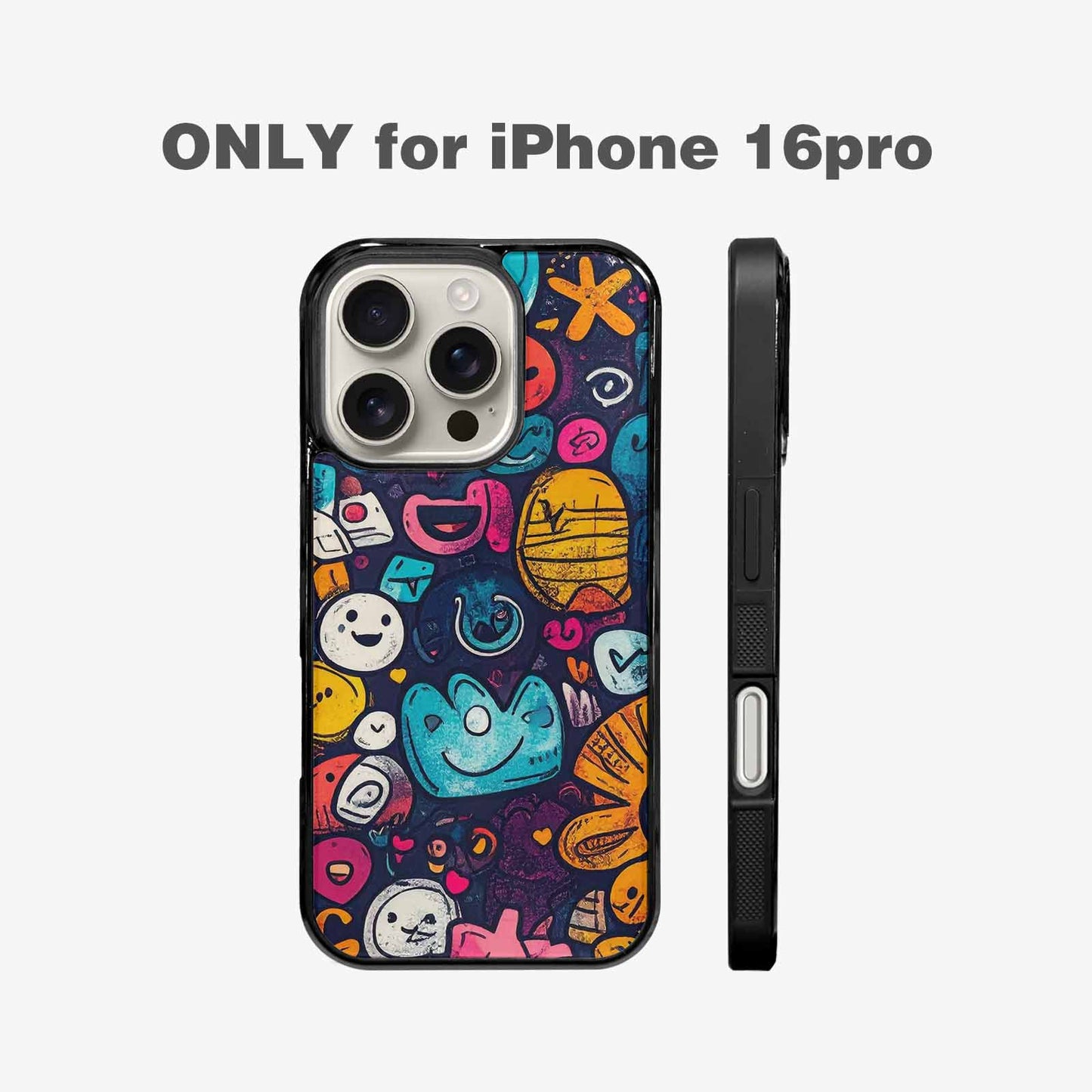 iPhone 16 Pro Case — Hand Drawn Icon Doodle Pattern Hundreds, Unique Phone Case Design