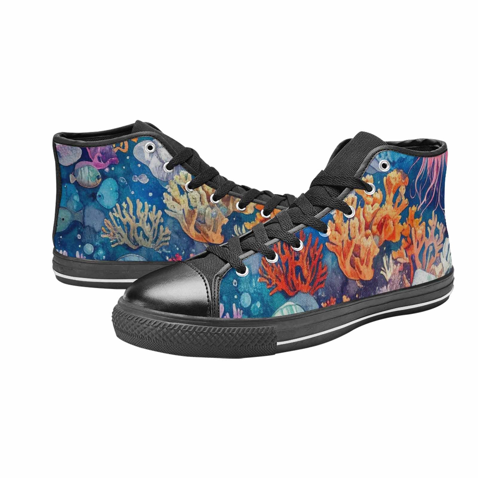 WOMEN'S Fish Scale Coral High Top Canvas Dark Academia Custom Shoes