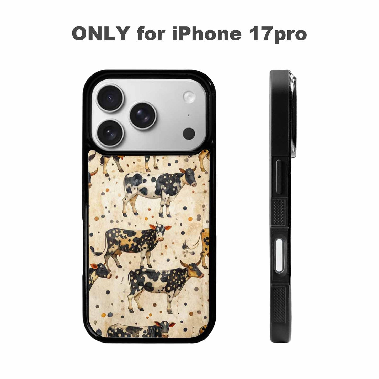 iPhone 17 Pro Case — Small Cow Animal Print Art Animal, Custom Art Phone Cover