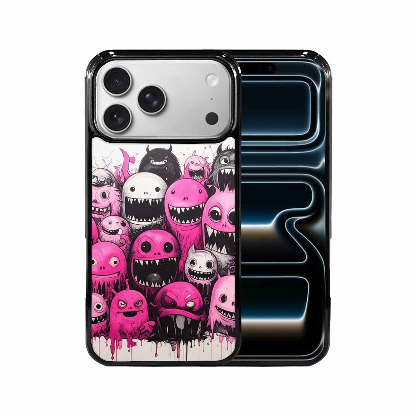 iPhone 17 Pro Max Case — Monsters (general) Black &amp; Cartoon Cute, Custom Print Case Cover