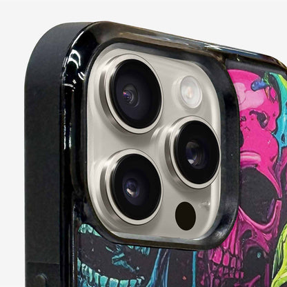 iPhone 16 Pro Max Case — Vibrant Camo 1000\'s Of Skeletons Neon, Custom Phone Case