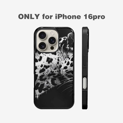 iPhone 16 Pro Case — Leopard Print Black And White Style, Unique Phone Case Design