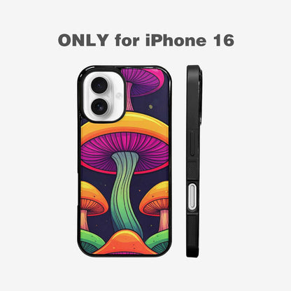 iPhone 16 Case — Psychedelic Mushroom Cartoon Pattern, Unique Phone Case Design