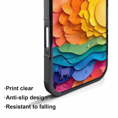 iPhone 17 Air Case — Iridescent Cow Print Sun Original Art, Original Design Phone Case