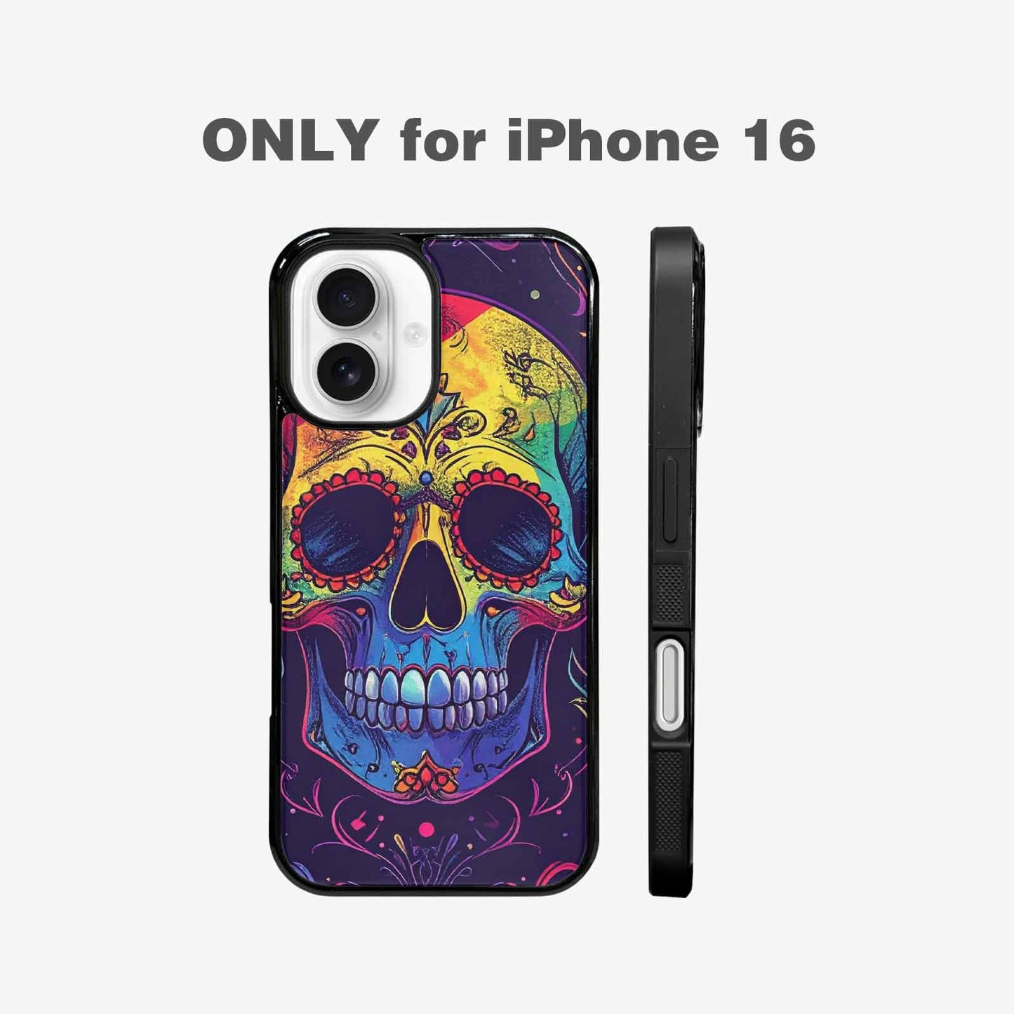iPhone 16 Case — Pride Flag Skulls Seamless Pattern Vibrant, Original Design Phone Case