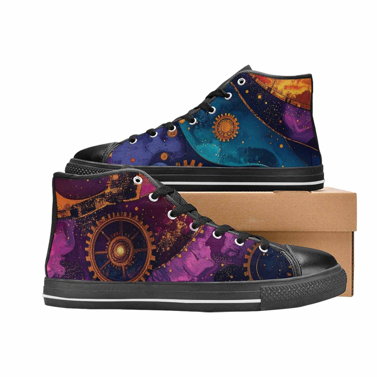 WOMEN'S Steampunk Galaxy High Top Canvas Surreal Custom Shoes