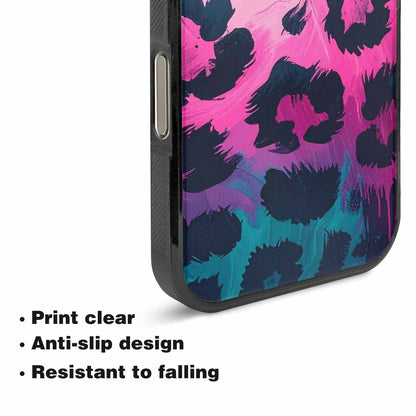 iPhone 16 Pro Case — Leopard Neon Pink Teal Airbrush, Unique Phone Case Design