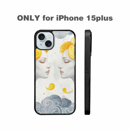 iPhone 15 Plus Case — Gemini Twins Zodiac Pattern Seamless Repeat, Custom Made Phone Cover