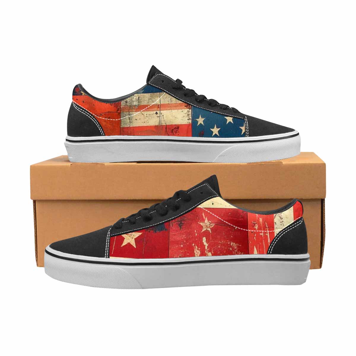 MEN'S American Flag Stars Canvas Lace-Up Vivid Custom Sneakers